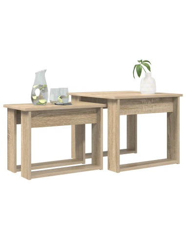 Set di Tavolini da Caffè 2 pcs Rovere Sonoma Legno multistrato