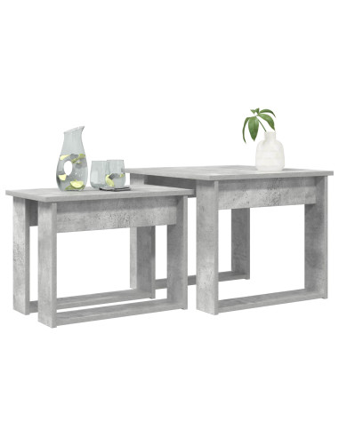 Set di Tavolini da Caffè 2 pcs Grigio cemento Legno multistrato