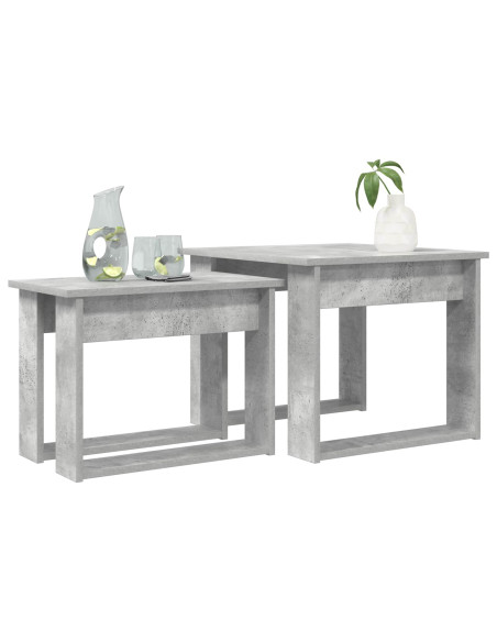 Set di Tavolini da Caffè 2 pcs Grigio cemento Legno multistrato