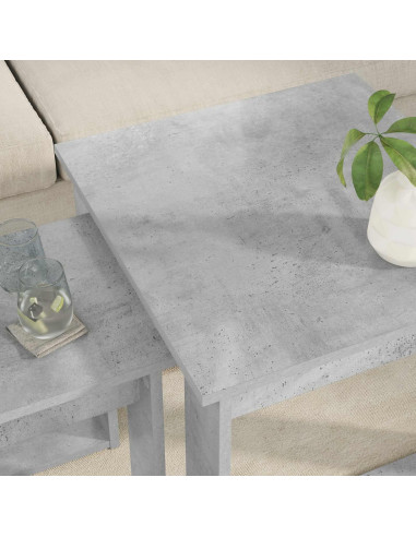 Set di Tavolini da Caffè 2 pcs Grigio cemento Legno multistrato