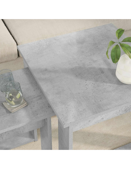 Set di Tavolini da Caffè 2 pcs Grigio cemento Legno multistrato