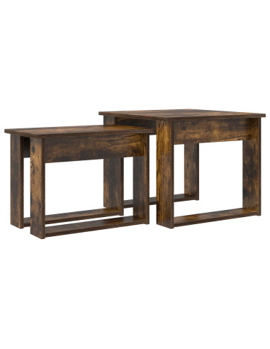 Set di Tavolini da Caffè 2 pcs Rovere fumé Legno multistrato