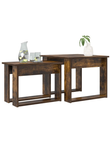 Set di Tavolini da Caffè 2 pcs Rovere fumé Legno multistrato