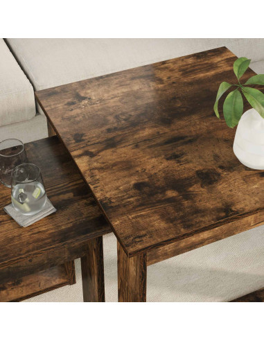Set di Tavolini da Caffè 2 pcs Rovere fumé Legno multistrato