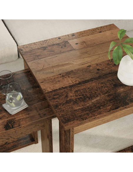Set di Tavolini da Caffè 2 pcs Legno vecchio Legno multistrato