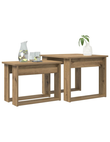 Set di Tavolini da Caffè 2 pcs Rovere artigianale