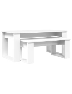 Set di Tavolini da Caffè 2 pcs Bianco Legno multistrato 2