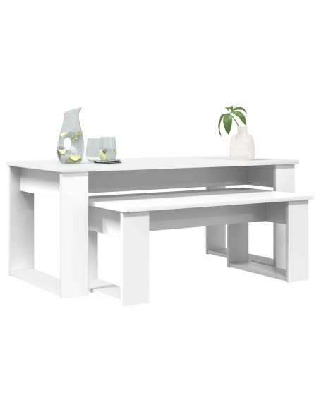 Set di Tavolini da Caffè 2 pcs Bianco Legno multistrato