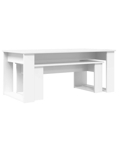 Set di Tavolini da Caffè 2 pcs Bianco Legno multistrato