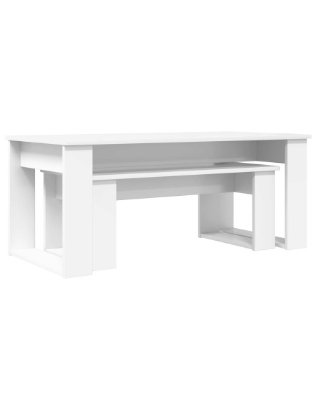 Set di Tavolini da Caffè 2 pcs Bianco Legno multistrato