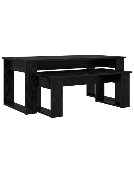 Set di Tavolini da Caffè 2 pcs Rovere Nero Legno multistrato