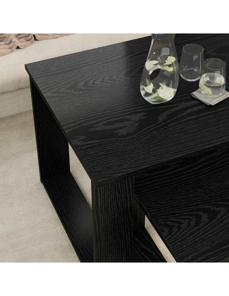 Set di Tavolini da Caffè 2 pcs Rovere Nero Legno multistrato