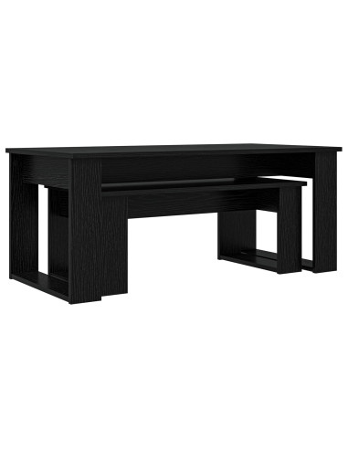 Set di Tavolini da Caffè 2 pcs Rovere Nero Legno multistrato