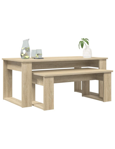 Set di Tavolini da Caffè 2 pcs Rovere Sonoma Legno multistrato