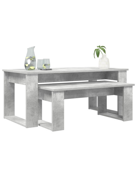 Set di Tavolini da Caffè 2 pcs Grigio cemento Legno multistrato