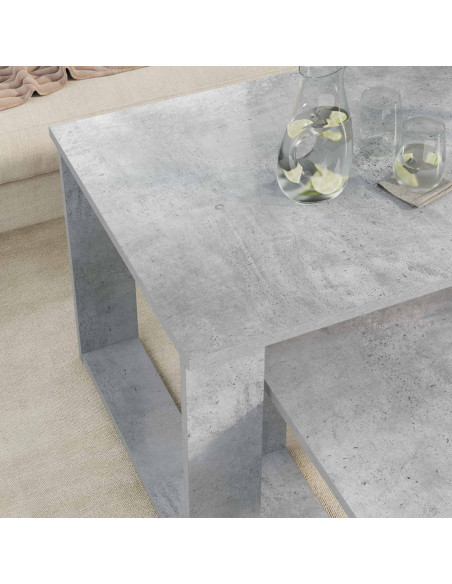 Set di Tavolini da Caffè 2 pcs Grigio cemento Legno multistrato