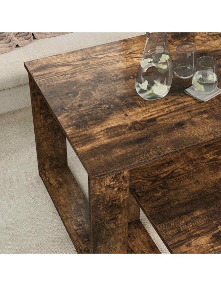 Set di Tavolini da Caffè 2 pcs Rovere fumé Legno multistrato