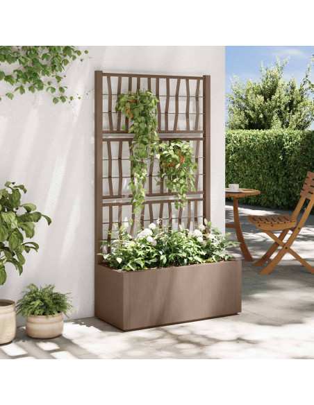 Vaso da Giardino con Trellis Marrone 80 x 36 x 140 cm PP