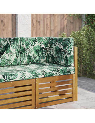 Cuscino per divano da esterno 3 pcs Motivo Foglia Poliestere