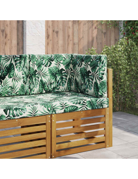 Cuscino per divano da esterno 3 pcs Motivo Foglia Poliestere