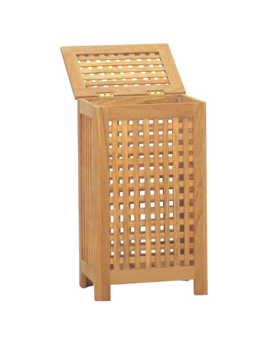 Cesto del Bucato 35x25x60 cm in Legno Massello di Teak