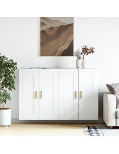 Armadietti a Parete 2 pz Bianchi in Legno Multistrato