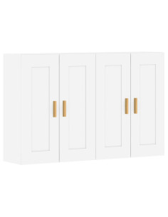 Armadietti a Parete 2 pz Bianchi in Legno Multistrato 2