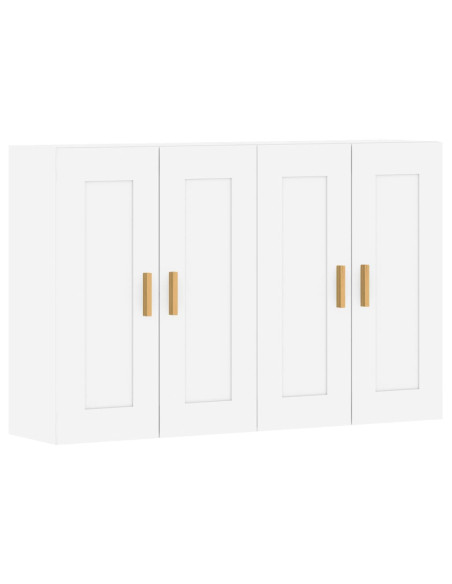 Armadietti a Parete 2 pz Bianchi in Legno Multistrato