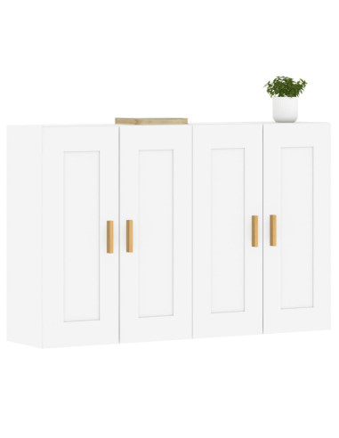 Armadietti a Parete 2 pz Bianchi in Legno Multistrato