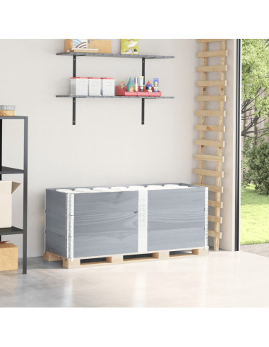 Paretali per Pallet 3pz Grigi 150x50cm Legno Massello di Pino