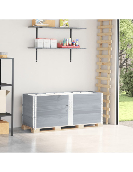 Paretali per Pallet 3pz Grigi 150x50cm Legno Massello di Pino