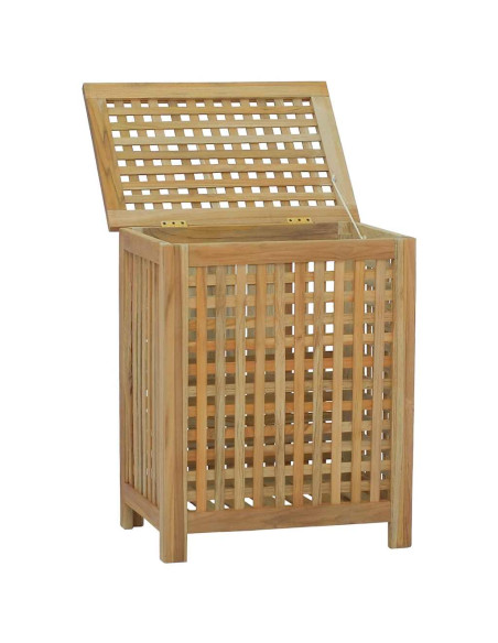 Cesto del Bucato 50x35x60 cm in Legno Massello di Teak
