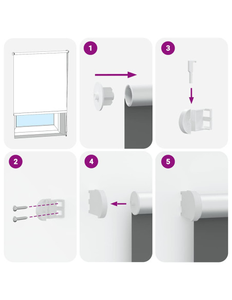 Tenda a Rullo Oscurante 125x210 cm Larghezza Tessuto 121,6 cm