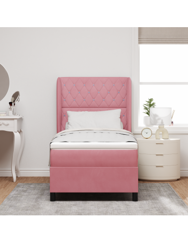 Letto a molle con materasso Rosa 200 x 100 cm Poliestere