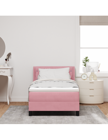 Letto a molle con materasso Rosa 200 x 100 cm Poliestere