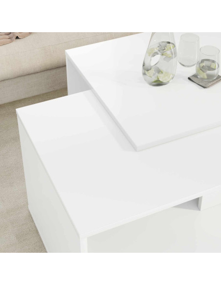 Set di Tavolini da Caffè 2 pcs Bianco Legno multistrato