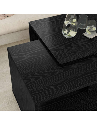 Set di Tavolini da Caffè 2 pcs Rovere Nero Legno multistrato