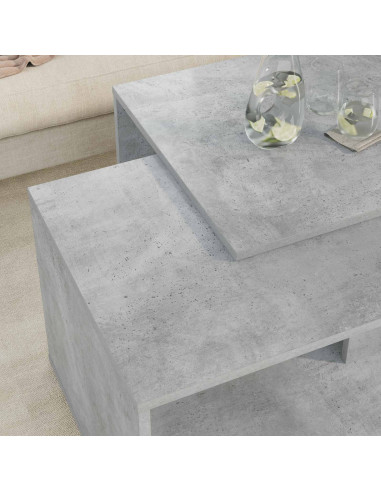 Set di Tavolini da Caffè 2 pcs Grigio cemento Legno multistrato