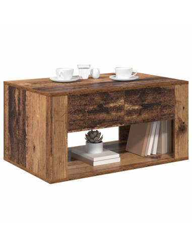 Tavolino da salotto con cassetto Legno vecchio 80 x 50 x 40 cm