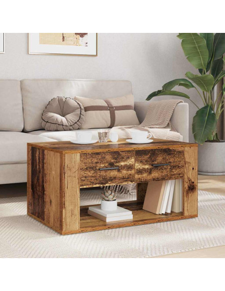 Tavolino da salotto con cassetto Legno vecchio 80 x 50 x 40 cm