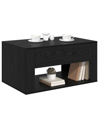 Tavolino da salotto con cassetto Rovere Nero 80 x 50 x 40 cm