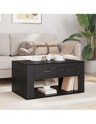 Tavolino da salotto con cassetto Rovere Nero 80 x 50 x 40 cm