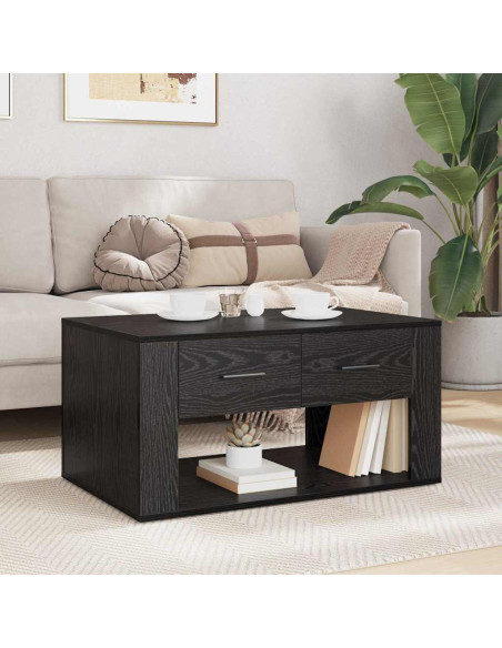 Tavolino da salotto con cassetto Rovere Nero 80 x 50 x 40 cm