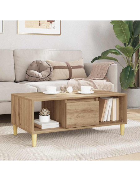 Tavolino da salotto Rovere artigianale 90 x 50 x 26.5 cm