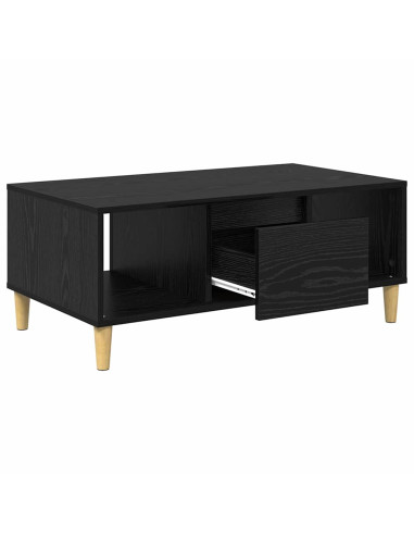 Tavolino da salotto con cassetto Rovere Nero 90 x 50 x 26.5 cm