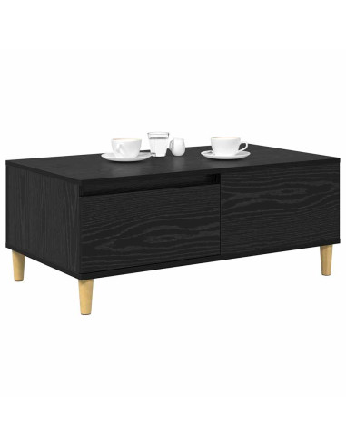 Tavolino da salotto con cassetto Rovere Nero 90 x 50 x 35 cm