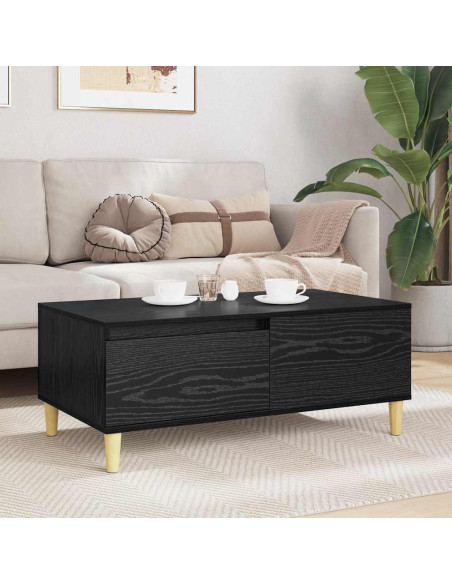 Tavolino da salotto con cassetto Rovere Nero 90 x 50 x 35 cm