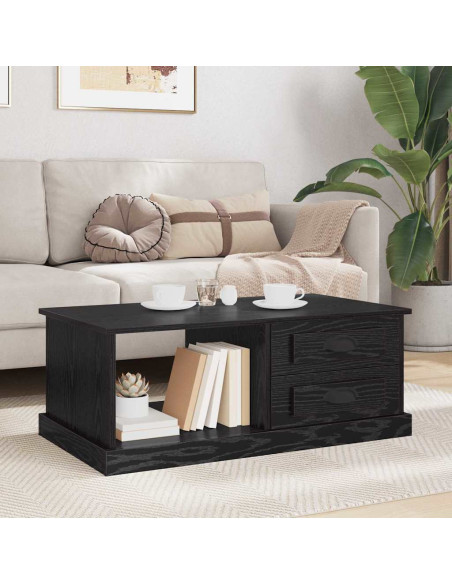 Tavolino da salotto con cassetto Rovere Nero 90 x 50 x 35 cm