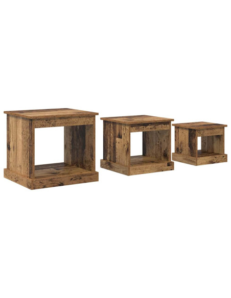 Tavolino da salotto 3 pcs Legno vecchio Legno multistrato
