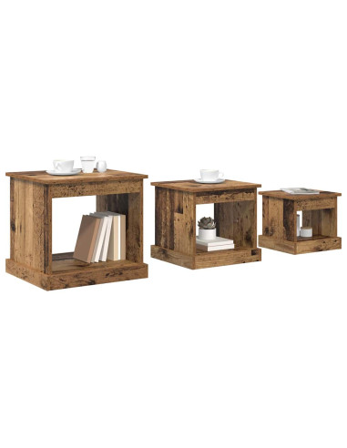 Tavolino da salotto 3 pcs Legno vecchio Legno multistrato